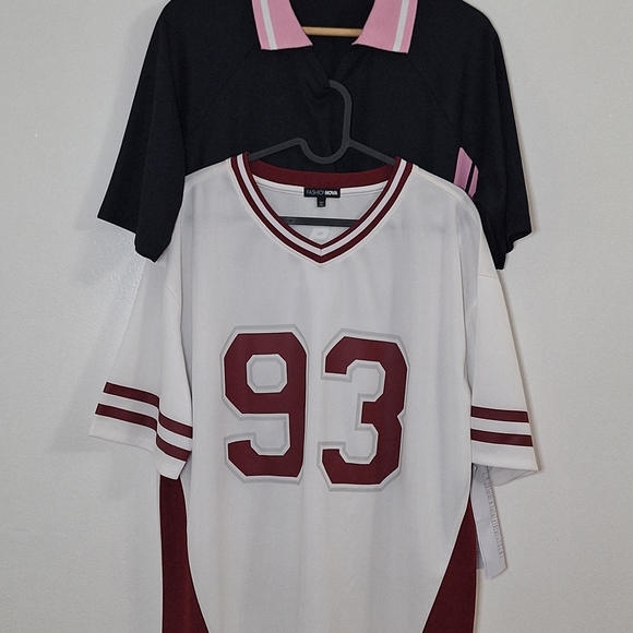 Fashion Nova Tops - NWOT FASHION NOVA BUNDLE Black and Pink Polo with White and Maroon Jersey